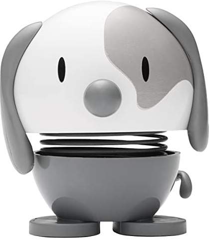 Hoptimist Dog Figure – Wobbly Desk Pet – Fun Office Gadget – Collectible Gift for Men and Women – Danish Design – ABS Plastic – 6.9 x 5.9 cm – Small – Cool Grey