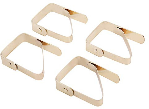 Tablecloth Clips, 4 Pack Gold Stainless Steel Table Cloth Holders, Rust Proof Table Cloth Hold Down Clips Ideal for Home Restaurants Picnic Party Dining Tables, Fits Up to 3cm Thick Tables,tablecloth