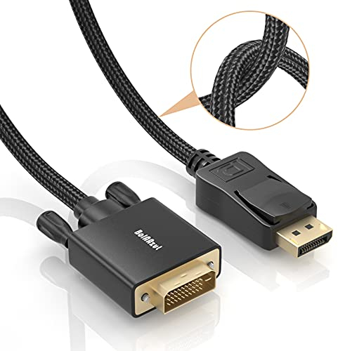 BolAAzuL DisplayPort to DVI Adapter Cable 1.6FT/0.5M, DP Display Port Male to DVI-D 24+1 Male Converter Cord Gold-Plated Braided DVI Cable