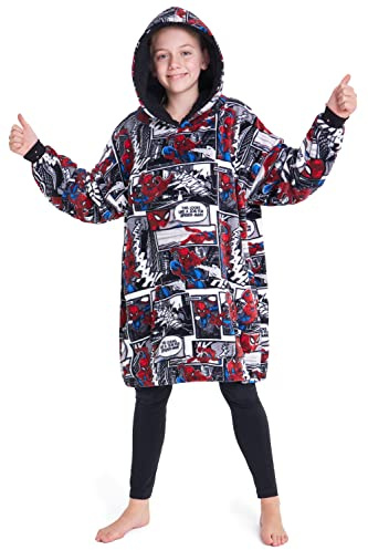 Marvel Spiderman Plaid Capuche Enfant Ado, Couverture Polaire Portable Avengers Hulk Hoodie Oversize, Cadeau Garcon (Multi Spiderman)