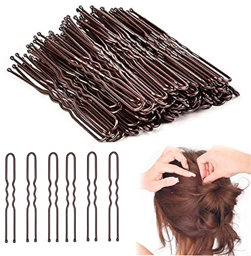 Forcine per Capelli,Mollette per Capelli Donna,50 pezzi Forma di U Fermagli per Capelli,per le Ragazze le Donne si Lavano il Trucco e Styling dei Capelli(Marrone)
