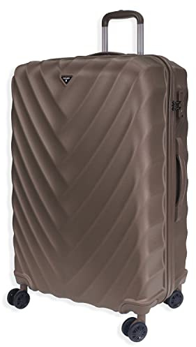 Rocklands Large Suitcase Hard Shell Lightweight 4 Dual Spinner Wheels Trolley Luggage Suitcase Hold Check in Luggage TSA Combination Lock (Coffee, XLarge (H86xW55xD33 cm))