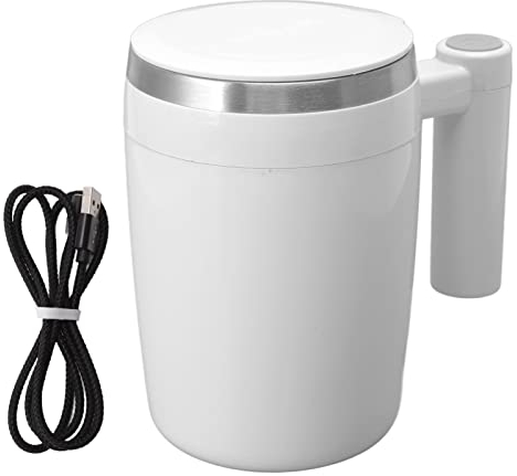 BuyWeek Selbstrührende Tasse, Automatische Magnetrühr Kaffeetasse 380ml Edelstahl Rührbecher USB Aufladung Selbstrührender Becher