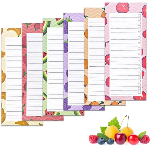 Magnetisches Notizbuch, Einkaufsliste Magnetisch, 6 Stück Notizblock Magnetisch, Einkaufsliste Block, Einkaufszettel, Todo Liste Kühlschrank, Einkaufsblock Magnetisch, Magnetische Notizblöcke