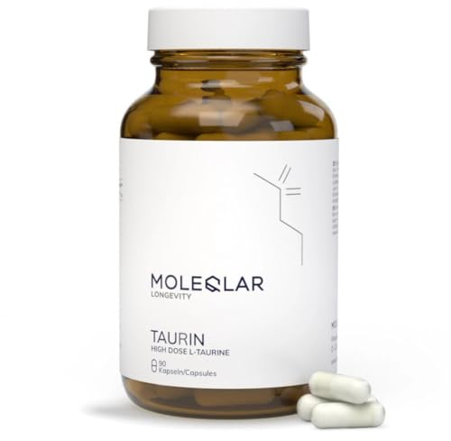 MoleQlar Taurin Kapseln 90 Stück - 3000mg hochreines L-Taurin pro Portion - Verantwortungsvolle Herstellung aus Fermentation - vegan, hochrein, GMO-frei