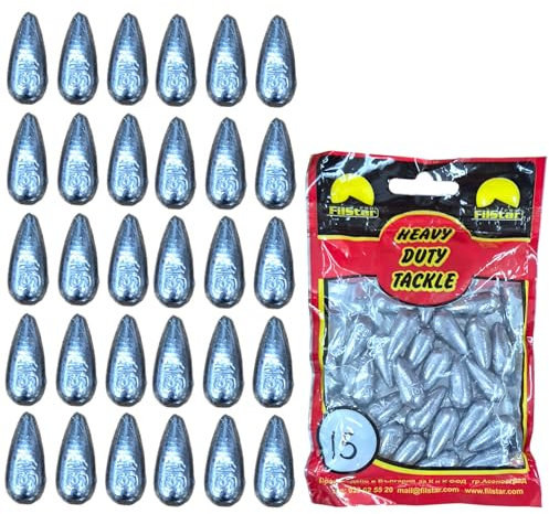 PRO FILSTAR Inline grundblyfiske set 30 x 15 g – blyfiske – fiskespöset – grundfiske – päronbly – blyvikt – fiskebly – fiskevikt – blyvikter – karpbly – droppbly