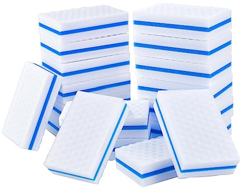 Upgrade Melamine Sponge, 25 Pack Extra Thick More Lasting 3X Density Premium Magic Sponge Eraser, Multi Surface Power Scrubber Foam Stain and Mark Removal Cleaning Pads