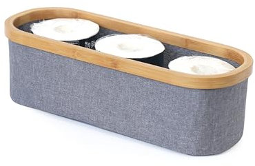 Cestino portaoggetti per rotoli da WC in bambù | porta carta igienica in tessuto di bambù | sistema di organizzazione per bagno | cestino per accessori da bagno | porta rotolo di ricambio per 3 rotoli