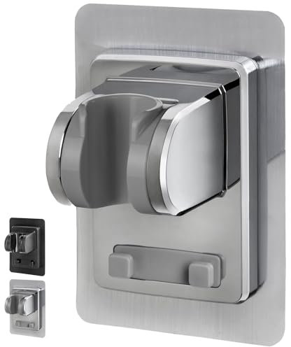 Souvik Duschhalterung Ohne Bohren Die Duschkopfhalterung Verstellbare Handbrause Halterung mit 45° Drehung Geeignet für Duschstangen und Wandmontage Versilberung