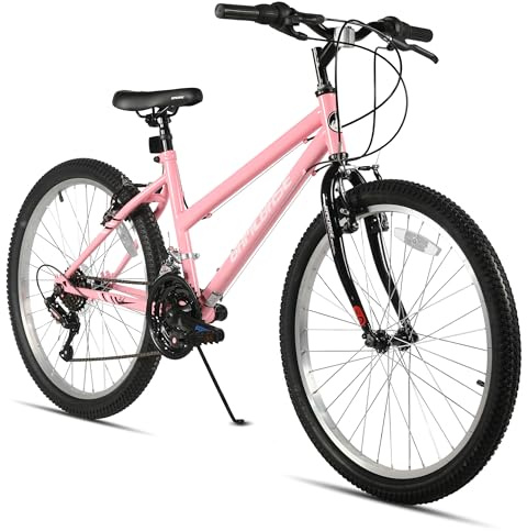 HILAND Bamcbase Womens Mountain Bike, 24 Inch 18 Speeds Hybrid Commuter Bicycle for Adults, Sport Hardtail Trail MTB Pink