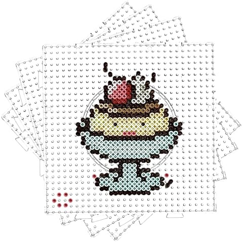4 PiezasTablero de Clavijas para Perlas Fusibles,Plantillas de Perlas de Planchar Cuadradas y Transparentes,Tableros de Cuentas de Fusiblede,Beads Plantilla cuadradas para Niños DIY Regalos Creativos