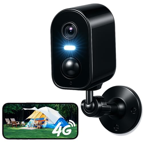 KKB Telecamera di sorveglianza 4G senza Wi-Fi con scheda SIM e batteria, fotocamera LTE per esterni, 2K con rilevamento del movimento, IP65, impermeabile, visione notturna a colori, audio a 2 vie