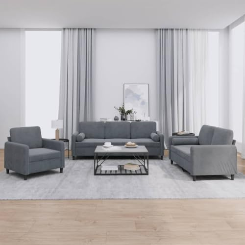 RJPLMFV Set di Divani 3 pz con Cuscini Grigio Scuro in Velluto Divano per Soggiorno Divano multifunzionale Adatto per camere da letto