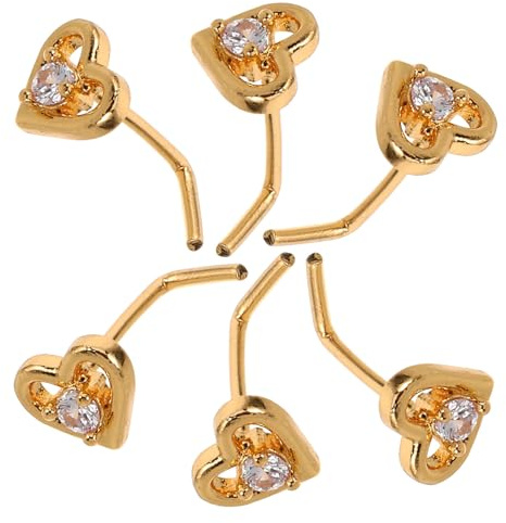 Hemobllo 6piezas Piercings Nariz Forma de Corazón y Gancho sin Aro para Adolescentes Accesorios Festivos para Halloween Uso Diario