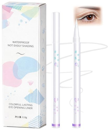 Waterproof White Liquid Eyeliner Pen – Ultra-Fine Brush, Smudge-Proof, Quick-Drying Matte Formula, Long-Lasting, Gentle for Sensitive Eyes and Contact Lenses, for Dark Waterline (White)