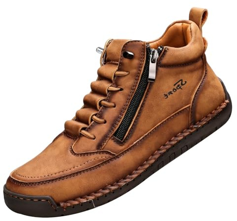 Träningsskor, dam, platt sula, läderskor, fritidsskor, mjuka sulor, promenadskor, utomhusskor, halkfria skor, män, läder, sneakers, träningsskor, bekväma sneakers, promenadskor, BRUN, 40 EU