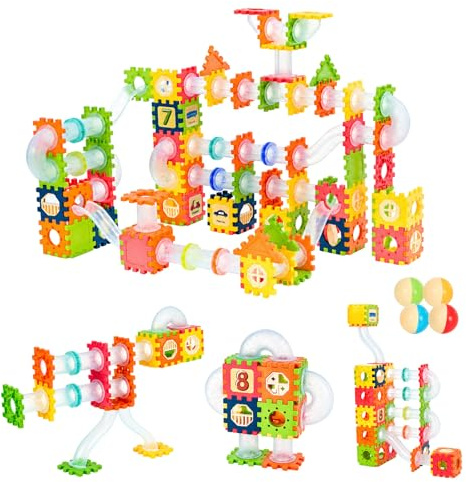 FERNVALE 234PCS Marble Run Track Building Blocks Set for Kids, STEM Marble Race Construction Toy with Colourful Marbles, Educational Building Game for Boys & Girls Age 3-12, Creative Marble Maze Gift