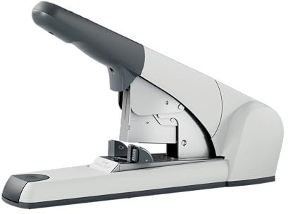 Leitz Superheftgerät, Für 120 Blatt, Großes Heftgerät für Büro, Reduziert Papierstapel, inkl. 1000 Heftklammern, Aus robustem Metall, recycelte Kunststoffteile, 96 % recycelbar, Weiß, 55530084