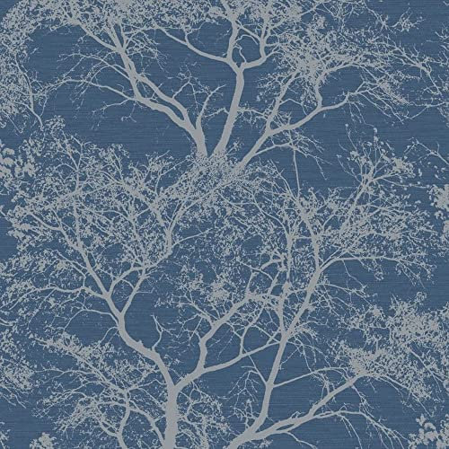 Holden Decor Whispering Trees Dark Blue Wallpaper 65402 - Textured Glitter