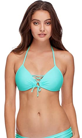 Body Glove Women's Smoothies Updated Baby Love Molded Cup Triangle Bikini Top, Sea Mist, X-Large