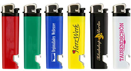 50 x schwarzes Feuerzeug mit Öffner Mexico Reibrad 1-seitig einfarbig mit Druck Werbedruck Werbung Logo Bedrucken
