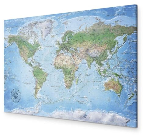 murando Wandbild Mega XXXL Weltkarte deutschEinteiliger XXL-Format Kunstdruck zur Selbstmontage Leinwandbilder moderne Bilder DIY Wanddekoration Wohnung Deko Karte k-A-0154-ak-a