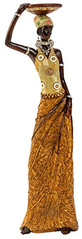 Lifestyle & More Escultura Moderna Figura Decorativa Mujer Africana Oro/marrón Altura 35 cm