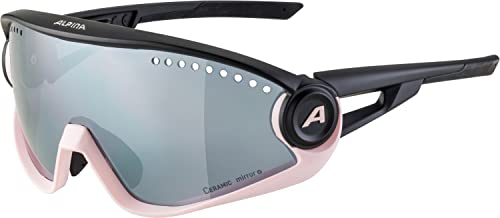 ALPINA 5W1NG - Verspiegelte und Bruchsichere Sport- & Fahrradbrille Mit 100% UV-Schutz Für Erwachsene, light-rose-black matt, One Size