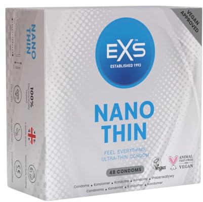 EXS | Preservativi Nano Thin | Preservativi sottilissimi e di qualità | Vegan | 48 Pezzi
