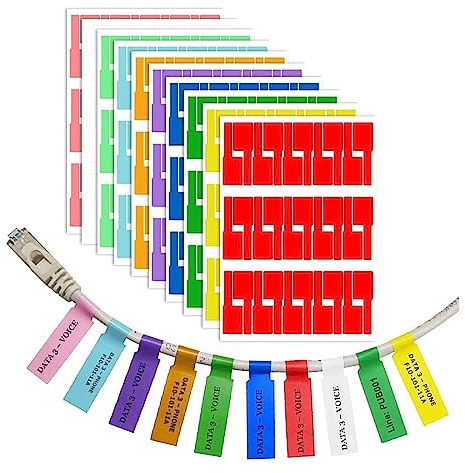 10 feuilles de 300 étiquettes pour câbles,marqueurs de câbles électriques, UV résistant à l'eau résistant à la déchirure durable câble autocollant pour imprimante laser, 10 couleurs