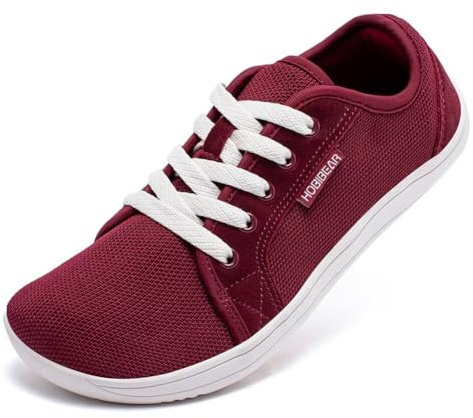 HOBIBEAR Unisex breda barfota skor kvinnor män barfotaskor minimalistiska utomhus spår löpning promenadskor, Vinröd, 41 EU Bred