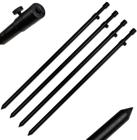 4 Stück Rutenhalter Bankstick Alu 40-70cm 19/16mm schwarz