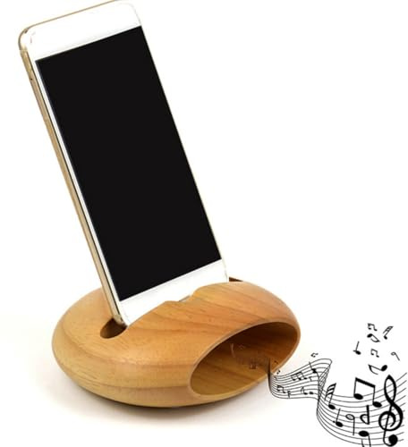 jojofuny Supporto Per Telefono Cellulare in Legno Massello Con Funzione Di Amplificatore Naturale, Altoparlante Da Tavolo Per Smartphone