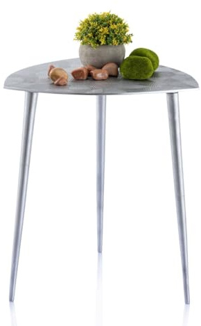 Amago home Beistelltisch Metall Dekotisch Alster 40x45x40 cm dreieckig klass. Design Aluminium Farbe Silber
