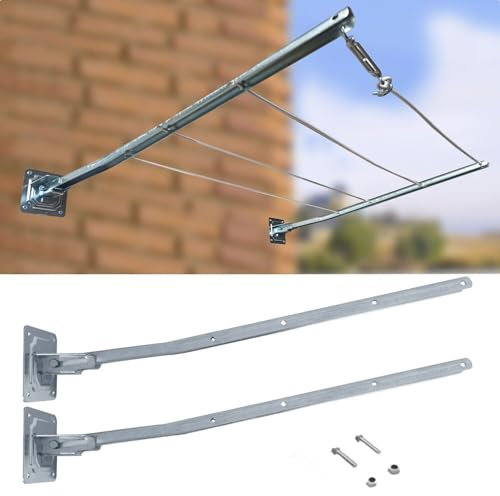 Bracci Stendibiancheria da balcone esterno, Stendibiancheria da Balcone e Parete Pieghevole - Bracci in Ferro Estensibili 60-180 cm, Salvaspazio per Esterno e Interno, Kit di Montaggio Incluso
