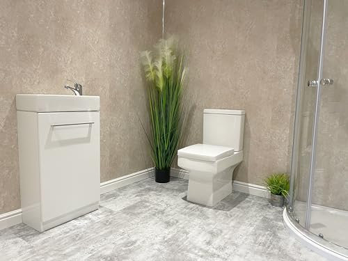 DBS Bathrooms Light Concrete Beige Matt PVC Bathroom Wall Panels, Kitchen Cladding, Shower Wet Wall (4 Panels)