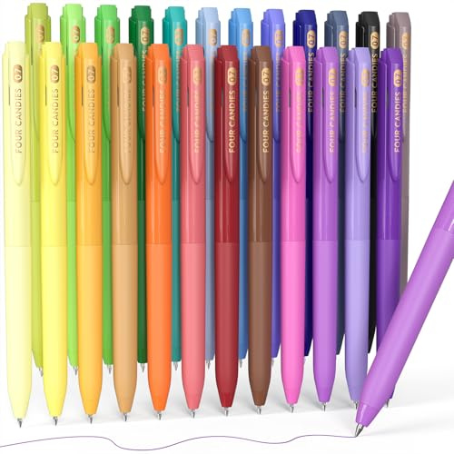 Set di penne colorate con inchiostro ad asciugatura rapida, gel retrattili 24 colori, punta fine 0,7 mm, per prendere appunti e disegnare