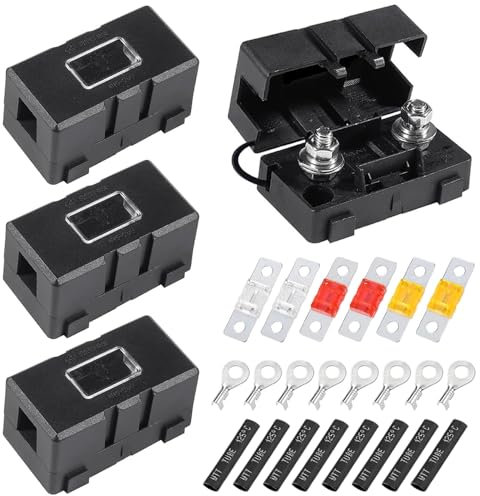 Midi Sicherungshalter, 4 Stück ANS Auto-Sicherungshalter mit 40A, 50A, 80A Mega Sicherung und 8 Stück Terminal Mega Sicherungshalter für Autos LKWs Fahrzeuge