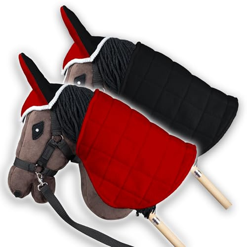 SKIPPI Hobby Horse Reversible Blanket & Fly Hood - Red & Black