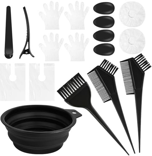 LOPHE Set per Tintura Colorazione, 18 Pz Kit Strumenti per la Colorazione Dei Capelli, con Pettine, Ciotola, Guanto, Copri Orecchie, Pennelli, per Saloni e Fai Da Te