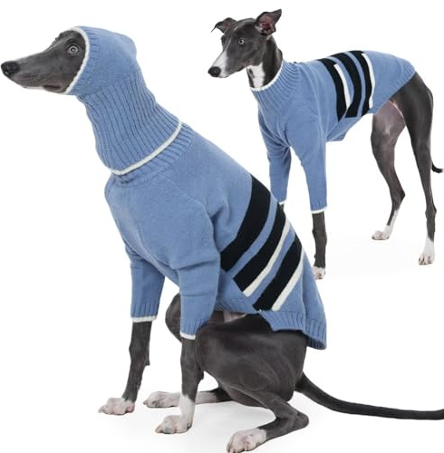 IECOii - Maglione per levrieri con coprorecchie, maglioni per cani a maniche lunghe, pigiama in cotone per levrieri, vestiti per levrieri a due zampe, pigiama con cappuccio per whippet, cappotto caldo