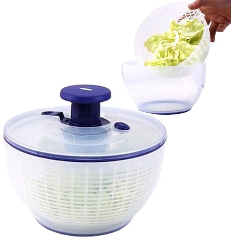 Grips Essoreuse à salade | Rondelle et essoreuse | Petite essoreuse à salade avec bol de service transparent | Panier de lavage de légumes et bol de service, égouttoir à fruits ménagers