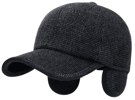 Homme Casquette De Baseball Hiver,Casquette Hiver Cache-Oreilles Pliable,Epaisse Thermique Unisexe Casquette,Casquettes De Thermique Chaude Coupe-Vent Anti-Neige,Pour Plein Air Sport,Gris Foncé,Kiuiom
