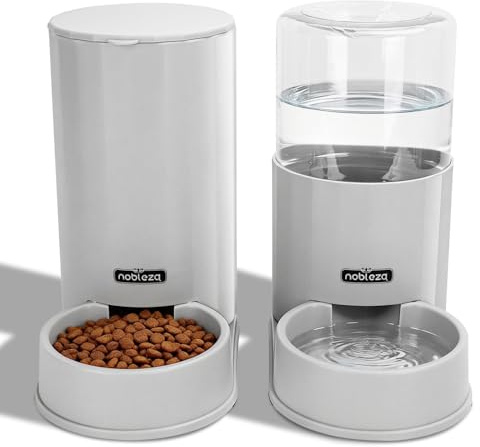 Nobleza Comedero Automático y Bebedero Gatos Perros, Dispensador Comida Gatos y Perros 3.8 L, para Perros y Gatos pequeños y medianos, Pack 2 Unidades