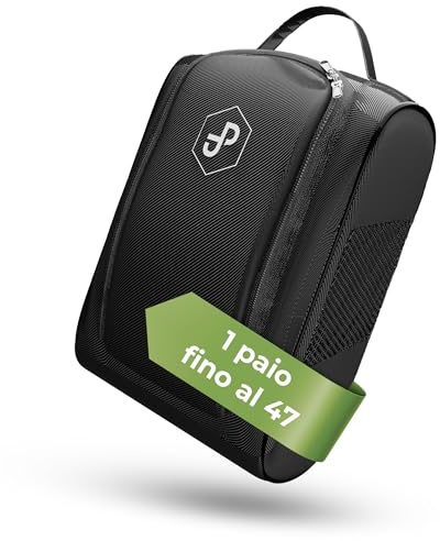 JDP Borsa per scarpe di alta qualità, 100% traspirante, per 1 paio di scarpe da calcio (fino alla taglia 47), impermeabile, da viaggio con doppia cerniera e maniglia, perfetto accessorio da calcio