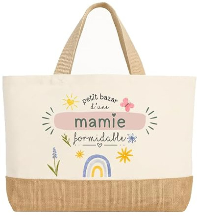 Lalasol Totebag Cadeau pour Mamie – Idéal pour Anniversaire, Noël, Fête des Mamies – Sac Coton Durable