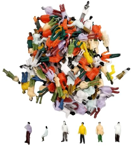 ZMZaoan 100 Pezzi Modello di Figure Umane Bianche Non Dipinte - Personaggi in Miniatura in Plastica - Figure Sedute e in Piedi per Diorami e Scene in Miniatura Scala 1:100 (colorato)