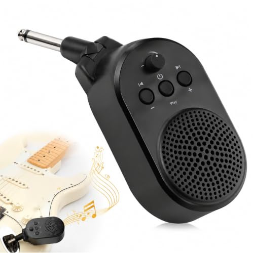 Ouitble Mini Amplificatore per Chitarra 5W Bluetooth 5.0 Amplificatore Portatile Plug-in USB Ricaricabile Ruotabile a 270° con Interfaccia di Ingresso Audio TRS 1/4 (6,35 mm) p