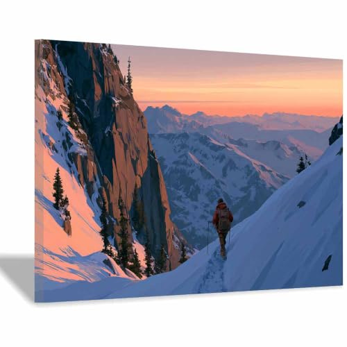 DMZPKZB Naturlig canvas väggdekoration vandringsvyer i bergen solnedgång landskapsaffisch kontor sovrum badrum vardagsrum heminredning (flerfärgad-20 x 30 cm inramad