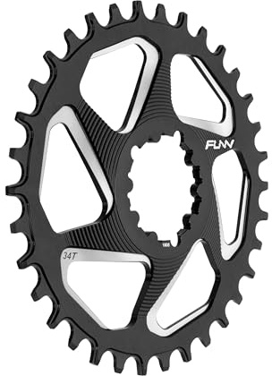 Funn Solo DX Plateau Étroit et Large pour Chaîne de 9 10 11 12 Vitesses, Compatible avec Pédalier à Interface Directe SRAM, Déport de 6mm (34T, Noir)
